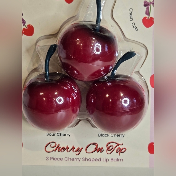 Beauty Treats Cherry On Top Lip Balm Set Of 3 - Picture 2 of 3